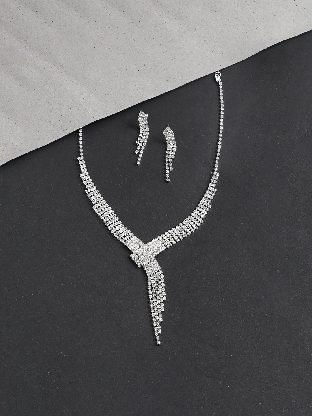 GOLD PLATED PARTY DESIGNER STONE NECKLACE AND EARRING SET FOR WOMEN