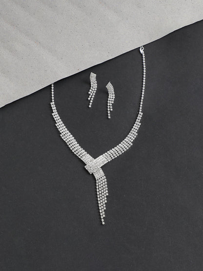 GOLD PLATED PARTY DESIGNER STONE NECKLACE AND EARRING SET FOR WOMEN
