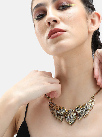 GOLD PLATED PARTY DESIGNER STONE NECKLACE FOR WOMEN