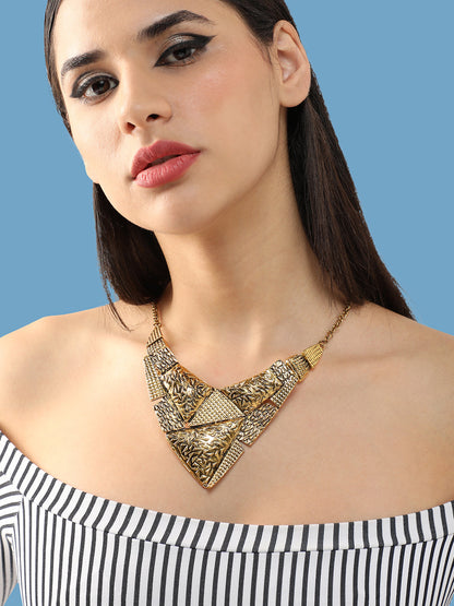 GOLD PLATED PARTY DESIGNER STONE NECKLACE FOR WOMEN