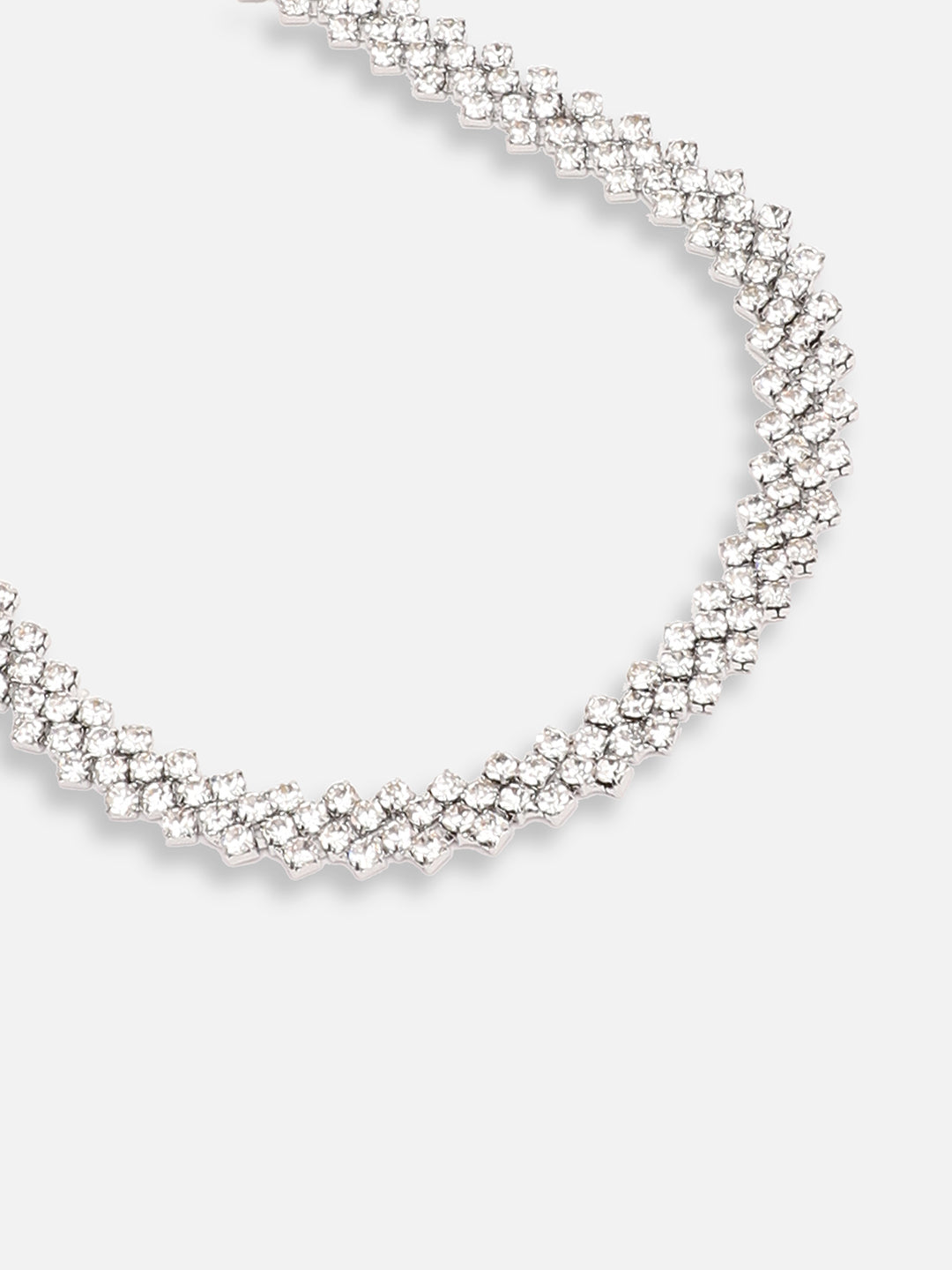 SILVER PLATED PARTY DESIGNER STONE CHOKER NECKLACE FOR WOMEN