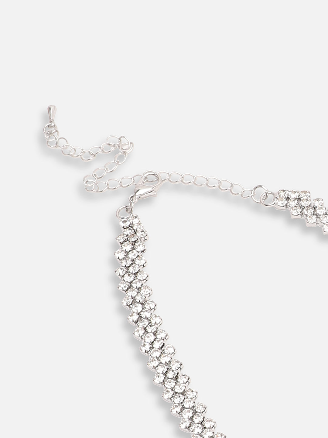 SILVER PLATED PARTY DESIGNER STONE CHOKER NECKLACE FOR WOMEN