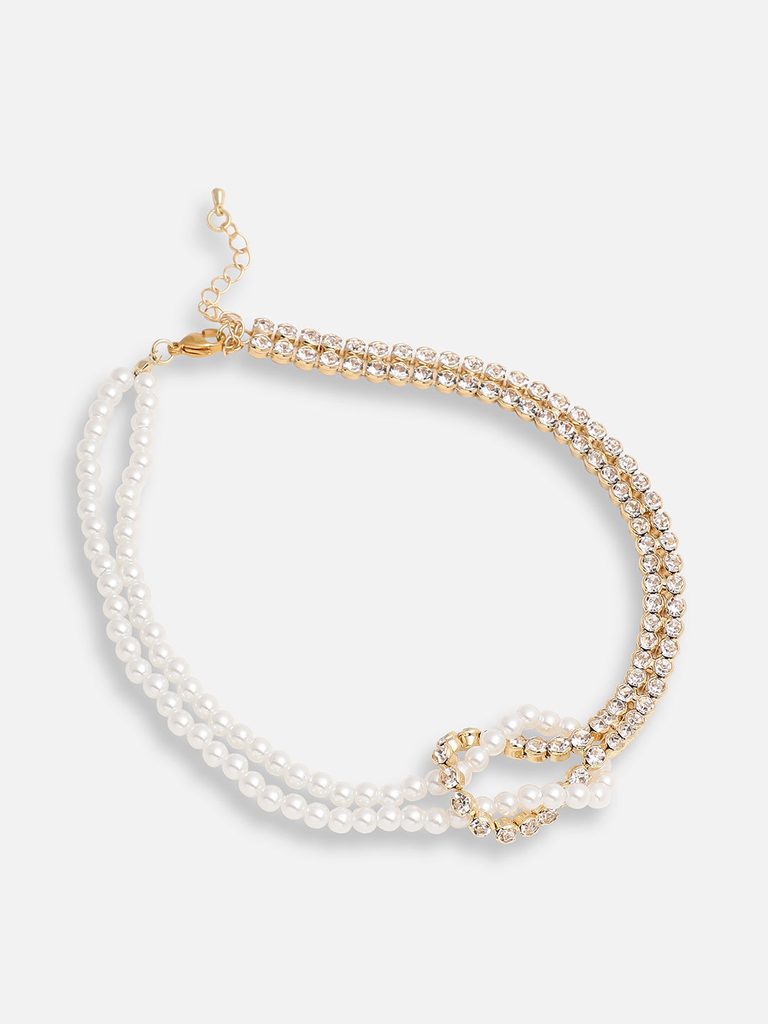 GOLD PLATED PARTY PEARLS LAYERED NECKLACE FOR WOMEN