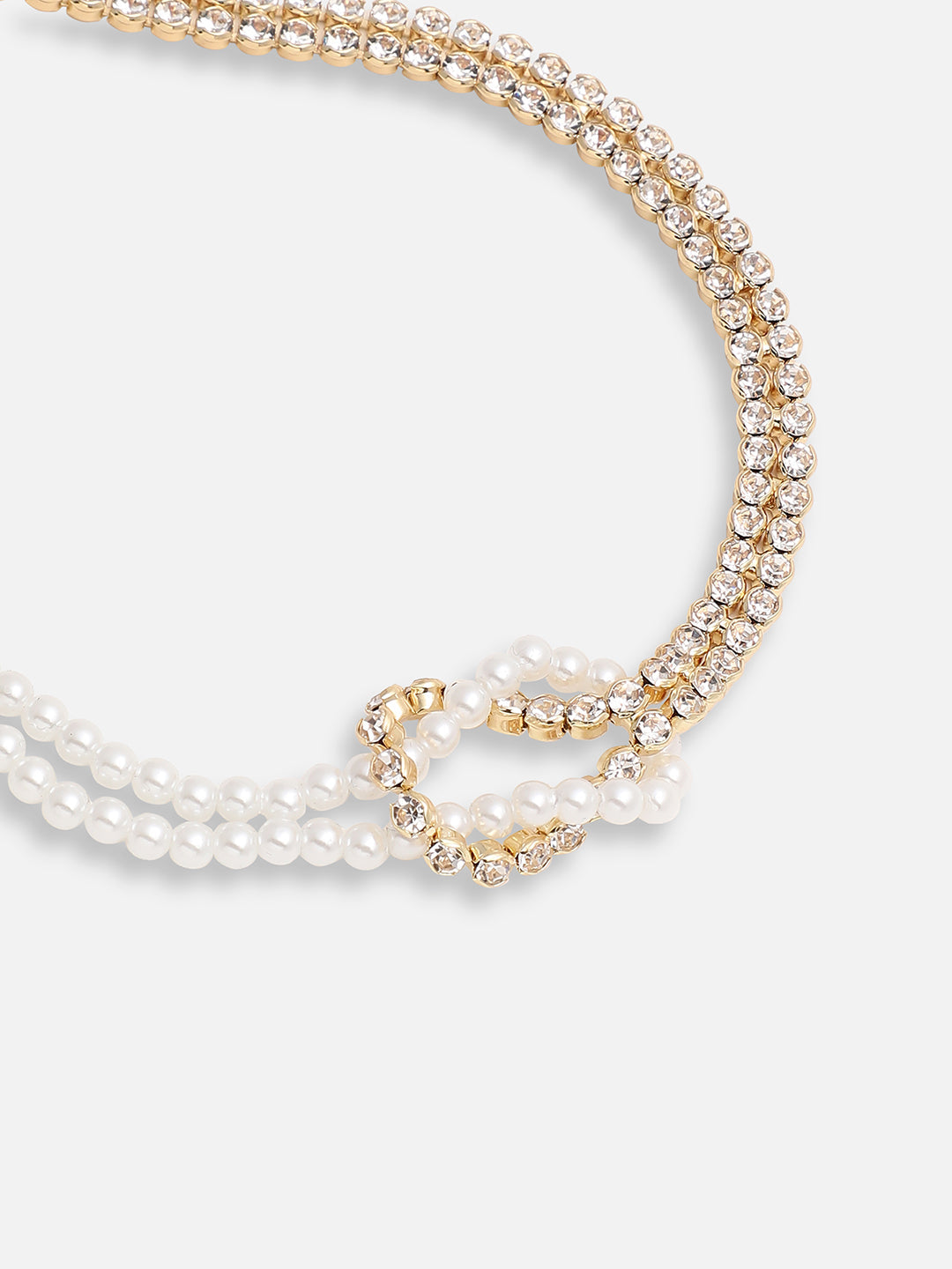 GOLD PLATED PARTY PEARLS LAYERED NECKLACE FOR WOMEN