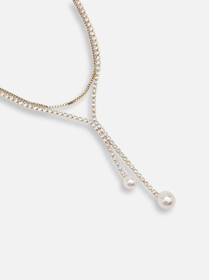 SILVER PLATED PARTY DESIGNER STONE LAYERED NECKLACE FOR WOMEN