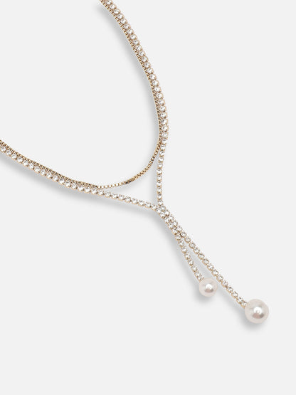 SILVER PLATED PARTY DESIGNER STONE LAYERED NECKLACE FOR WOMEN