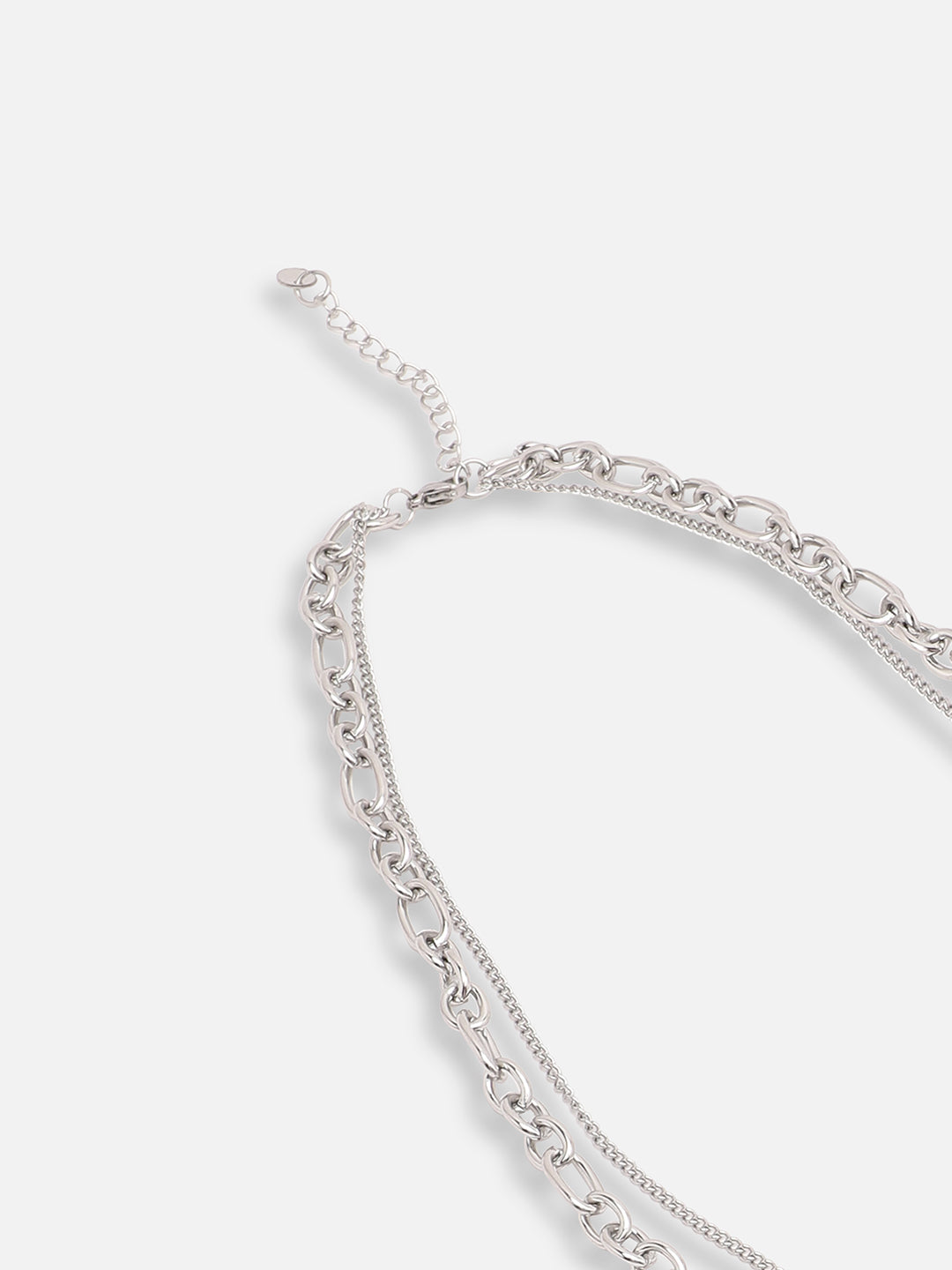 SILVER PLATED PARTY DESIGNER STONE LAYERED NECKLACE FOR WOMEN