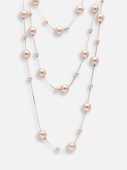 GOLD PLATED PARTY PEARLS LAYERED NECKLACE FOR WOMEN