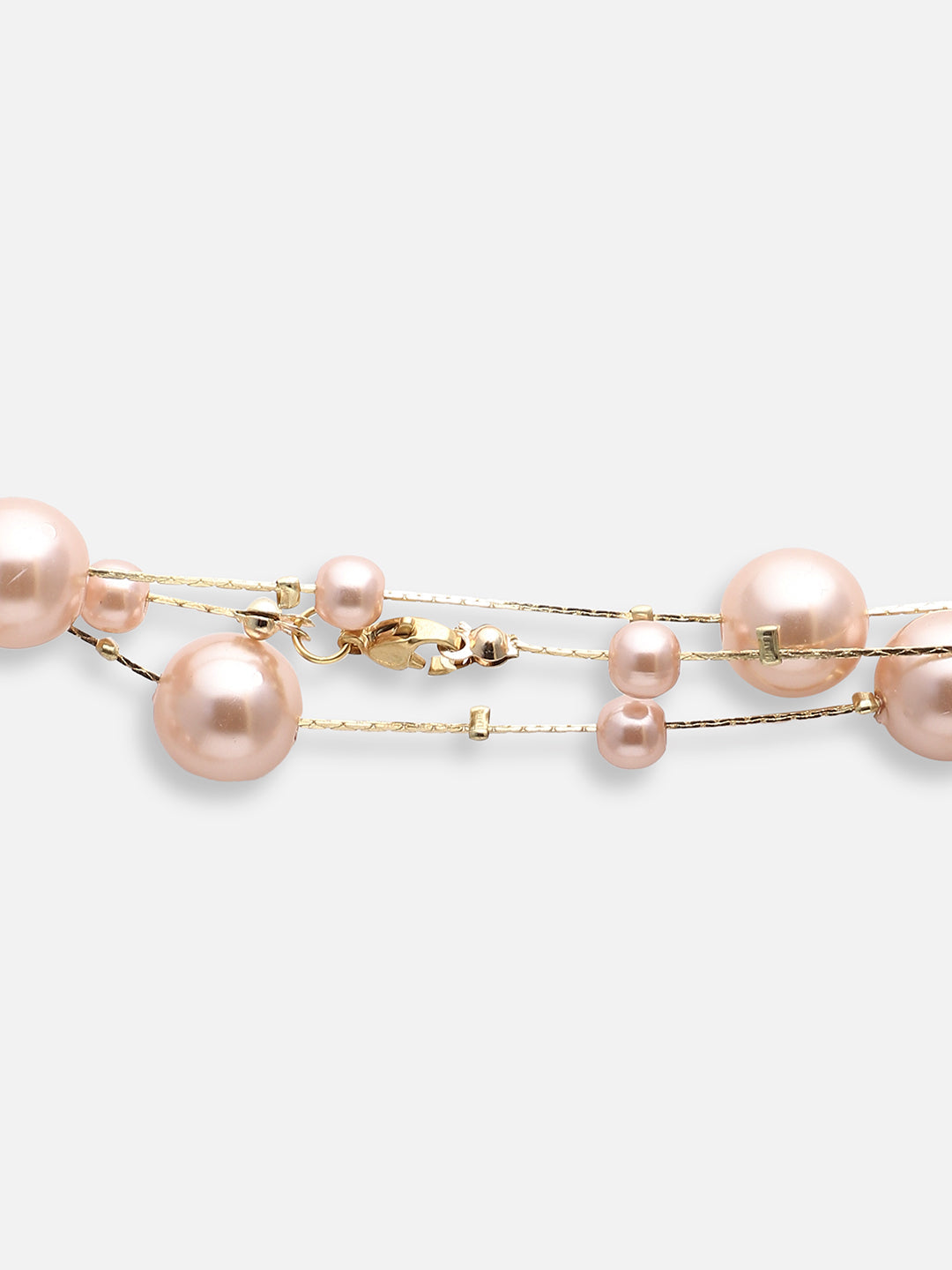 GOLD PLATED PARTY PEARLS LAYERED NECKLACE FOR WOMEN