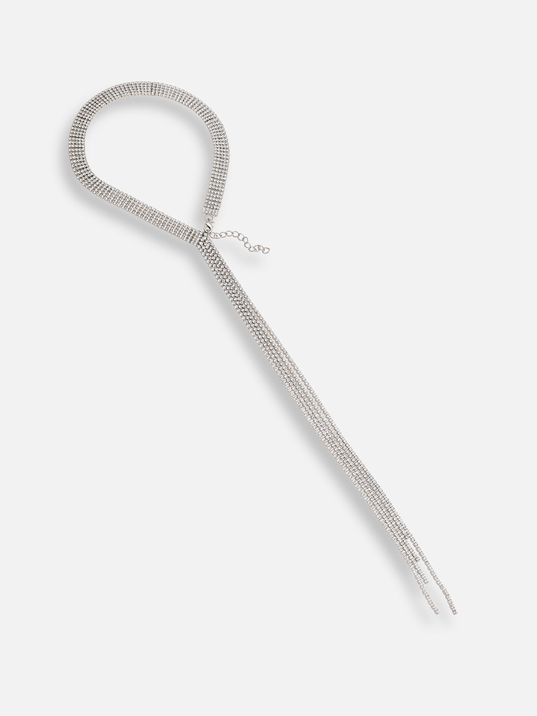 SILVER PLATED PARTY DESIGNER STONE LONG NECKLACE FOR WOMEN