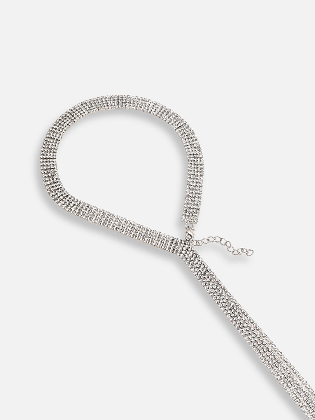 SILVER PLATED PARTY DESIGNER STONE LONG NECKLACE FOR WOMEN