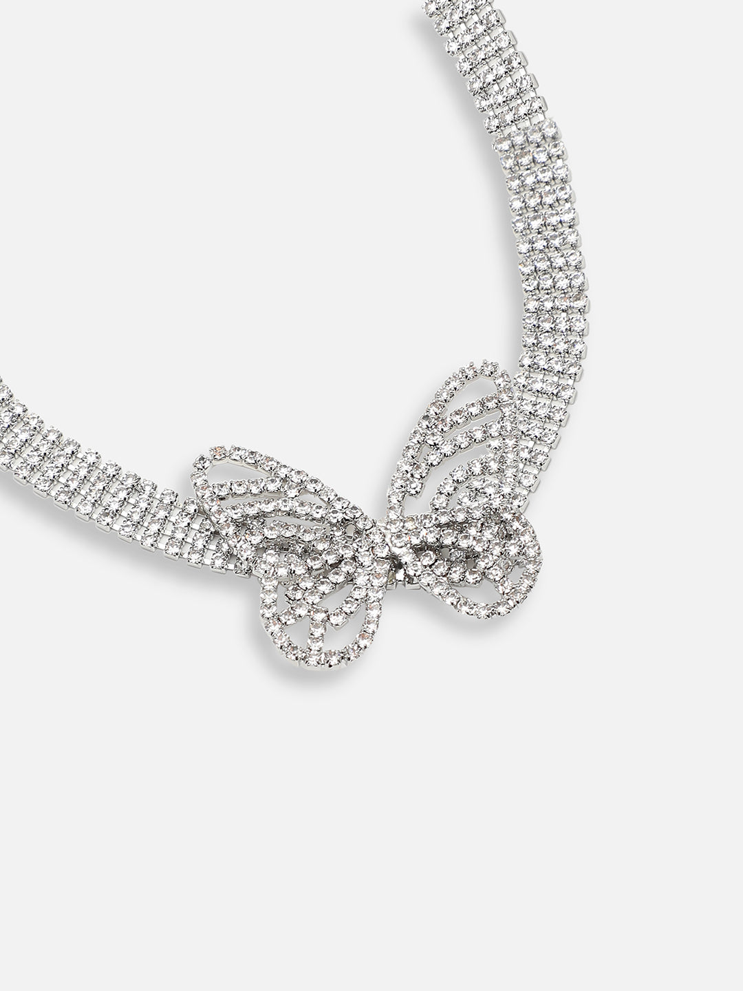 SILVER PLATED PARTY DESIGNER STONE CHOKER NECKLACE FOR WOMEN
