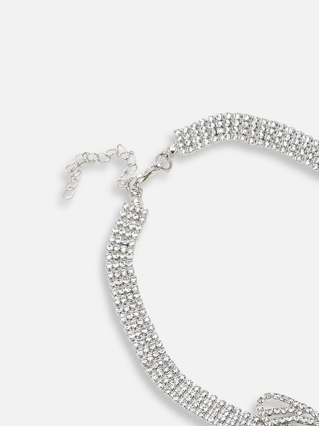 SILVER PLATED PARTY DESIGNER STONE CHOKER NECKLACE FOR WOMEN