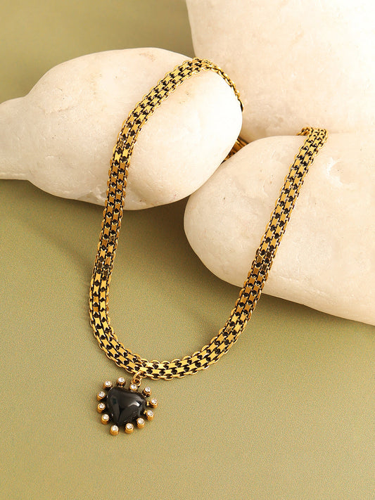 GOLD PLATED PARTY DESIGNER STONE PENDANT NECKLACE FOR WOMEN