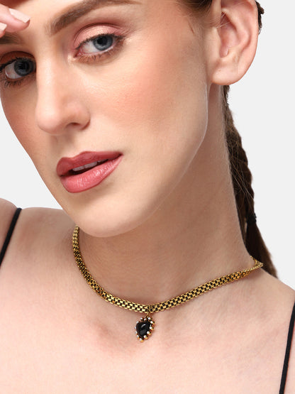 GOLD PLATED PARTY DESIGNER STONE PENDANT NECKLACE FOR WOMEN