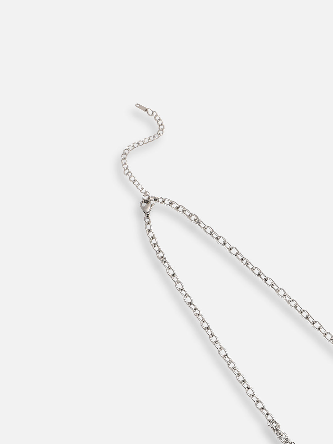 SILVER PLATED PARTY DESIGNER STONE LAYERED NECKLACE FOR WOMEN