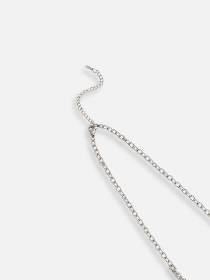 SILVER PLATED PARTY DESIGNER STONE LAYERED NECKLACE FOR WOMEN