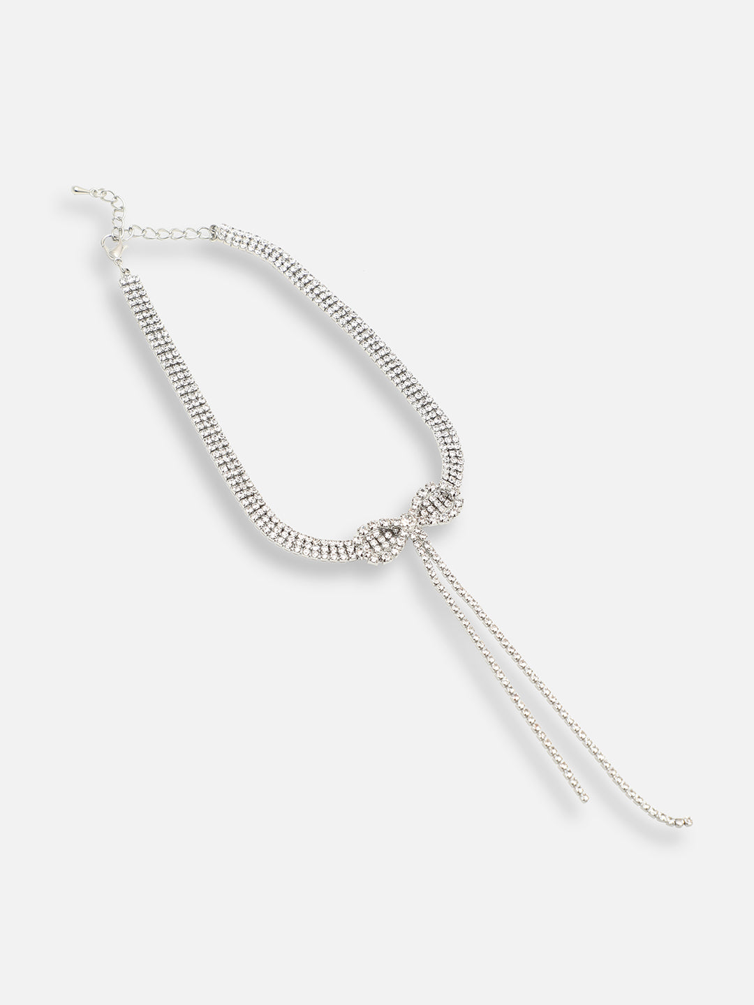 SILVER PLATED PARTY DESIGNER STONE LONG NECKLACE FOR WOMEN