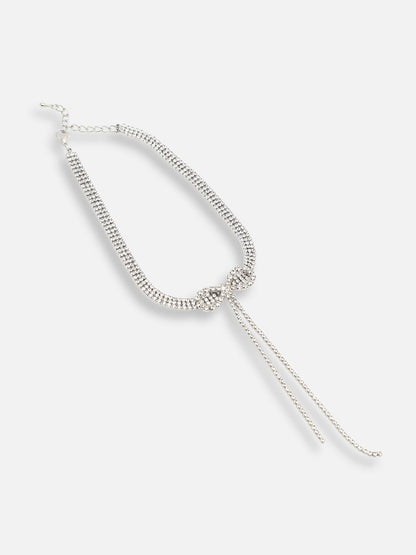 SILVER PLATED PARTY DESIGNER STONE LONG NECKLACE FOR WOMEN