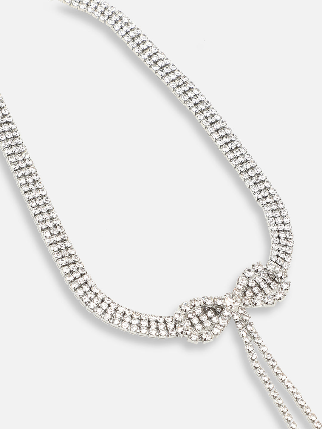 SILVER PLATED PARTY DESIGNER STONE LONG NECKLACE FOR WOMEN