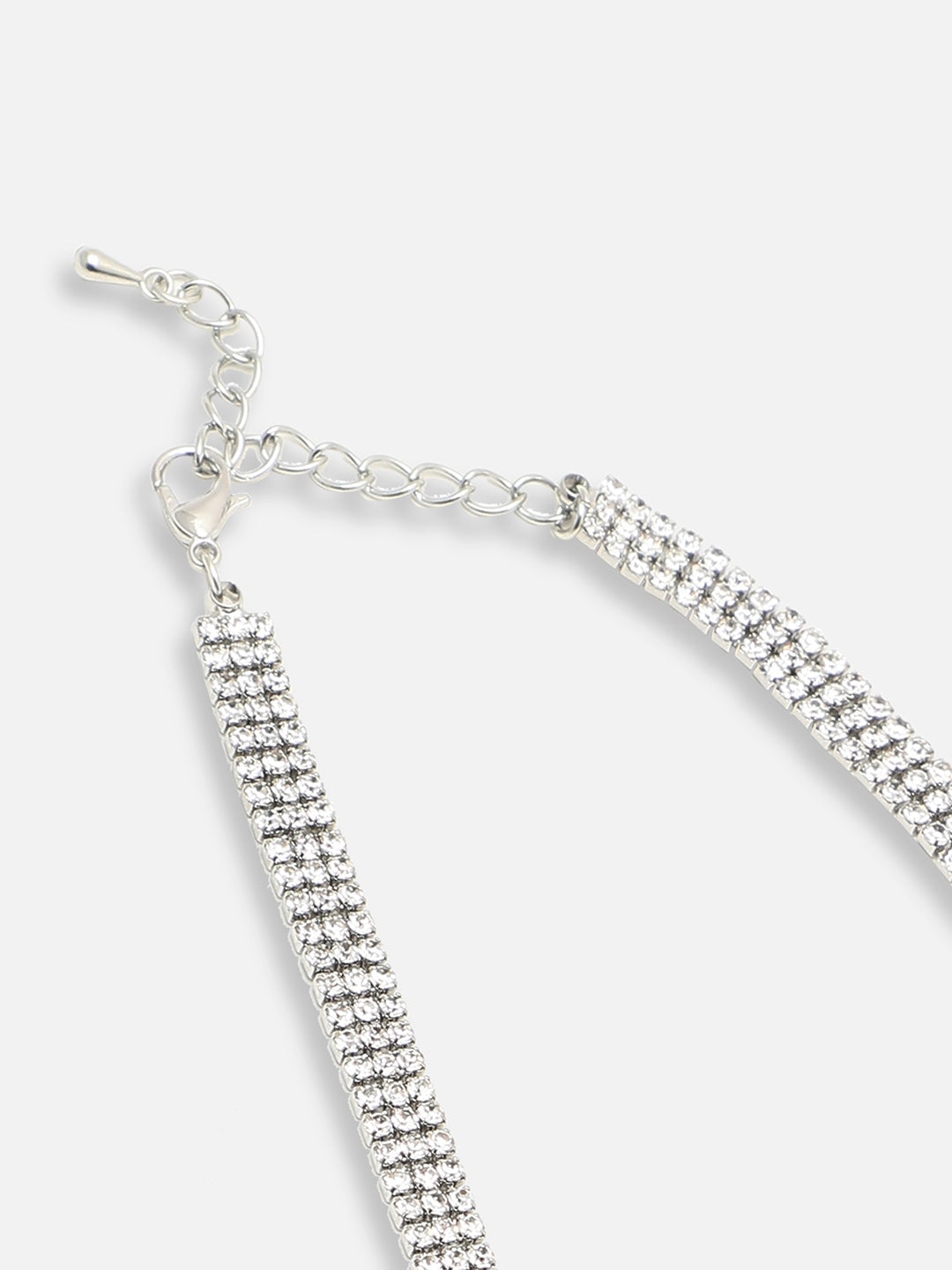 SILVER PLATED PARTY DESIGNER STONE LONG NECKLACE FOR WOMEN