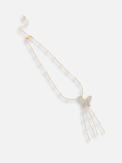 GOLD PLATED PARTY PEARLS LONG NECKLACE FOR WOMEN