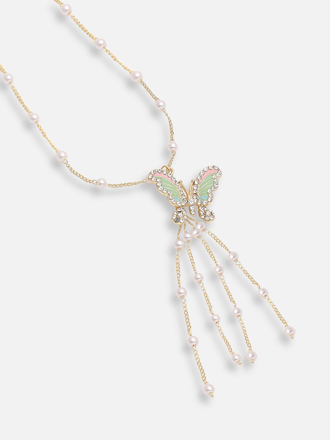 GOLD PLATED PARTY PEARLS LONG NECKLACE FOR WOMEN