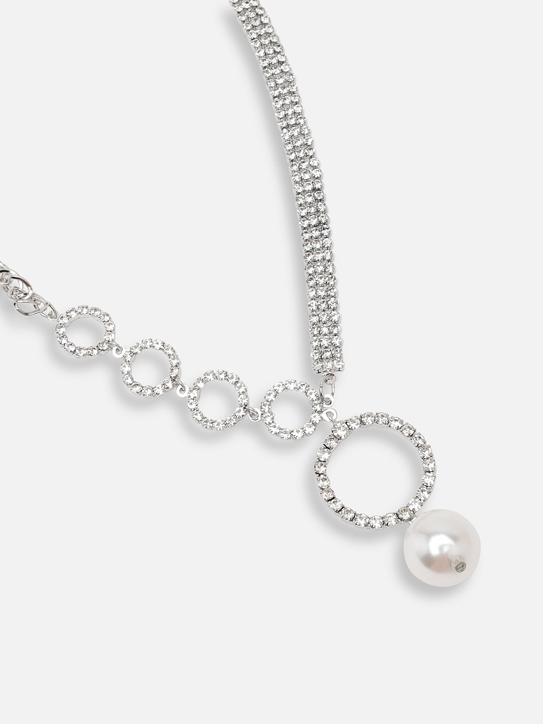 SILVER PLATED PARTY DESIGNER STONE LONG NECKLACE FOR WOMEN