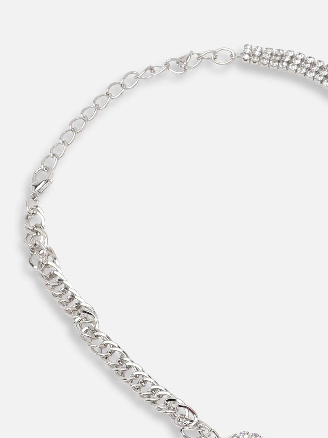 SILVER PLATED PARTY DESIGNER STONE LONG NECKLACE FOR WOMEN