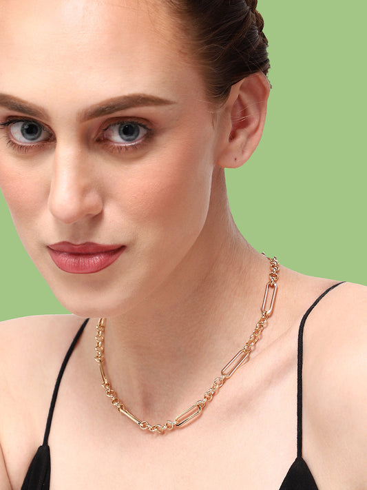 GOLD PLATED PARTY DESIGNER STONE LAYERED NECKLACE FOR WOMEN