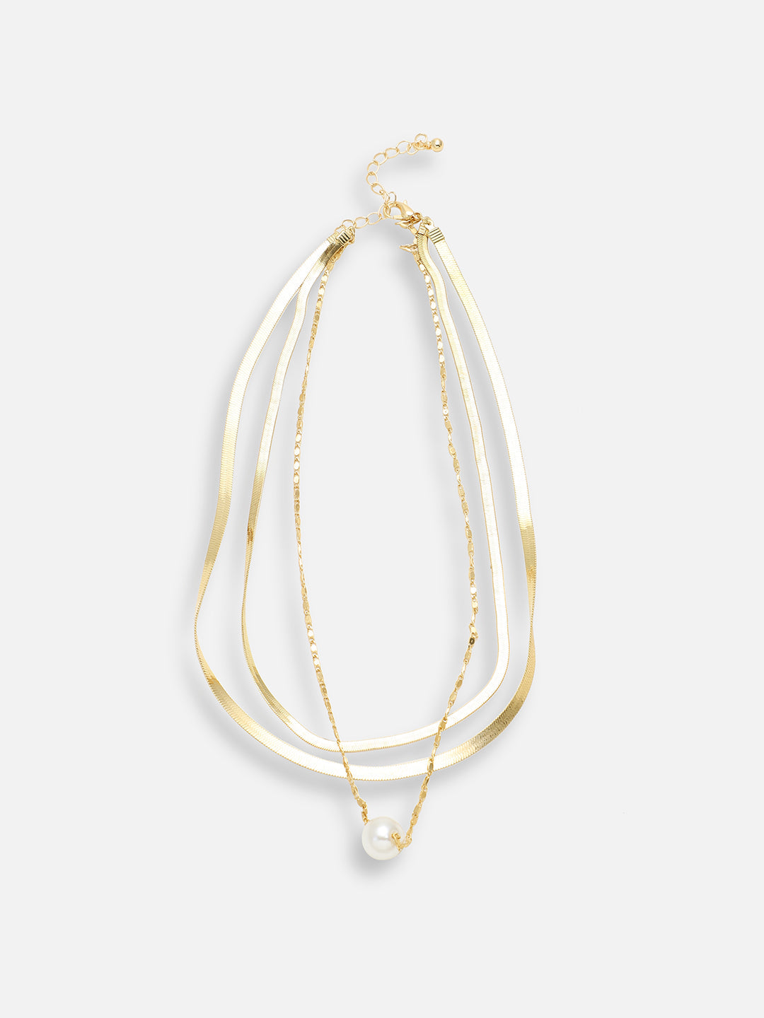 GOLD PLATED CASUAL PEARLS LAYERED NECKLACE FOR WOMEN