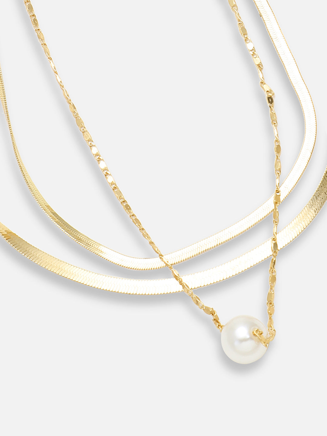 GOLD PLATED CASUAL PEARLS LAYERED NECKLACE FOR WOMEN