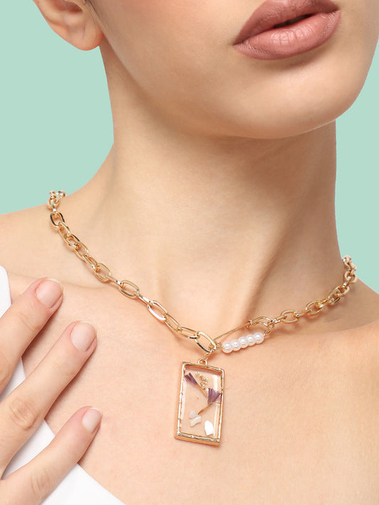 GOLD PLATED CASUAL DESIGNER PENDANT NECKLACE FOR WOMEN