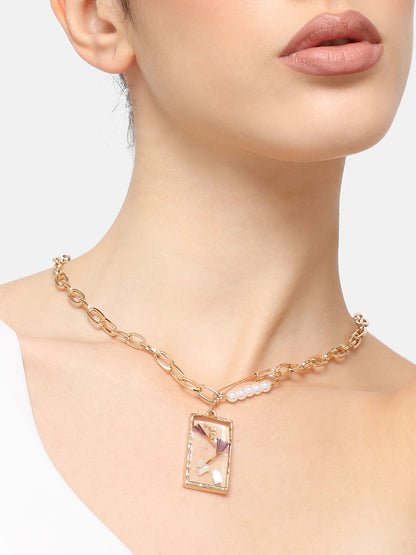 GOLD PLATED CASUAL DESIGNER PENDANT NECKLACE FOR WOMEN