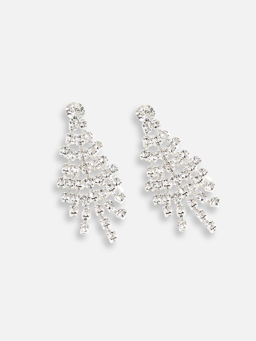 SILVER PLATED PARTY DESIGNER STONE NECKLACE AND EARRING SET FOR WOMEN
