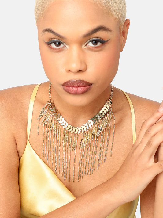 GOLD PLATED PARTY DESIGNER STONE STATEMENT NECKLACE FOR WOMEN