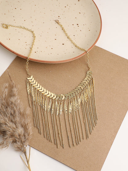 GOLD PLATED PARTY DESIGNER STONE STATEMENT NECKLACE FOR WOMEN