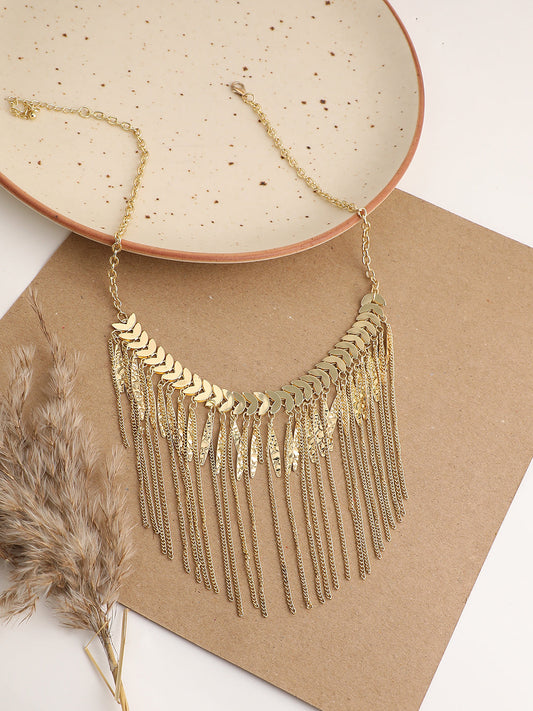 GOLD PLATED PARTY DESIGNER STONE STATEMENT NECKLACE FOR WOMEN