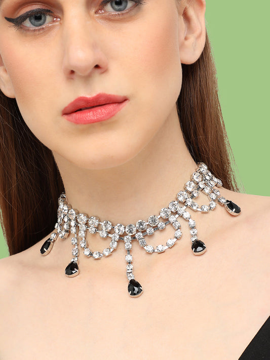 GOLD PLATED PARTY DESIGNER STONE STATEMENT NECKLACE FOR WOMEN