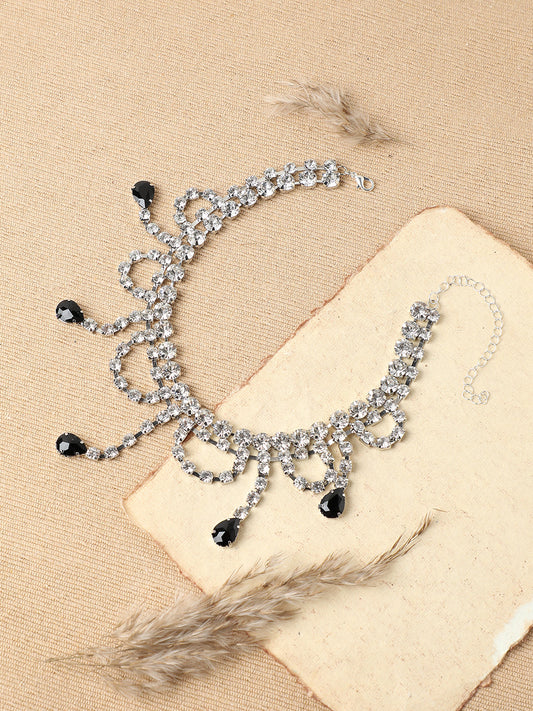 GOLD PLATED PARTY DESIGNER STONE STATEMENT NECKLACE FOR WOMEN