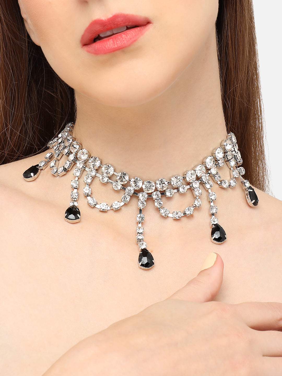 GOLD PLATED PARTY DESIGNER STONE STATEMENT NECKLACE FOR WOMEN