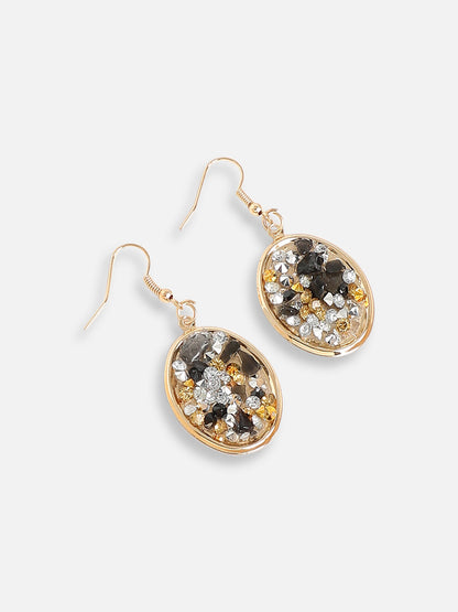 GOLD PLATED PARTY DESIGNER STONE NECKLACE AND EARRING SET FOR WOMEN