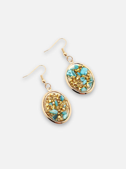 GOLD PLATED PARTY DESIGNER STONE NECKLACE AND EARRING SET FOR WOMEN