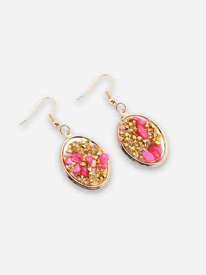 GOLD PLATED PARTY DESIGNER STONE NECKLACE AND EARRING SET FOR WOMEN