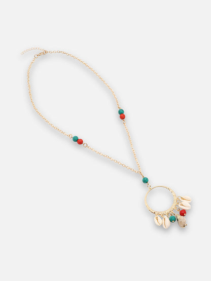 GOLD PLATED PARTY DESIGNER STONE NECKLACE AND EARRING SET FOR WOMEN