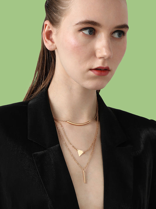GOLD PLATED DESIGNER STONE PENDANT CHAIN