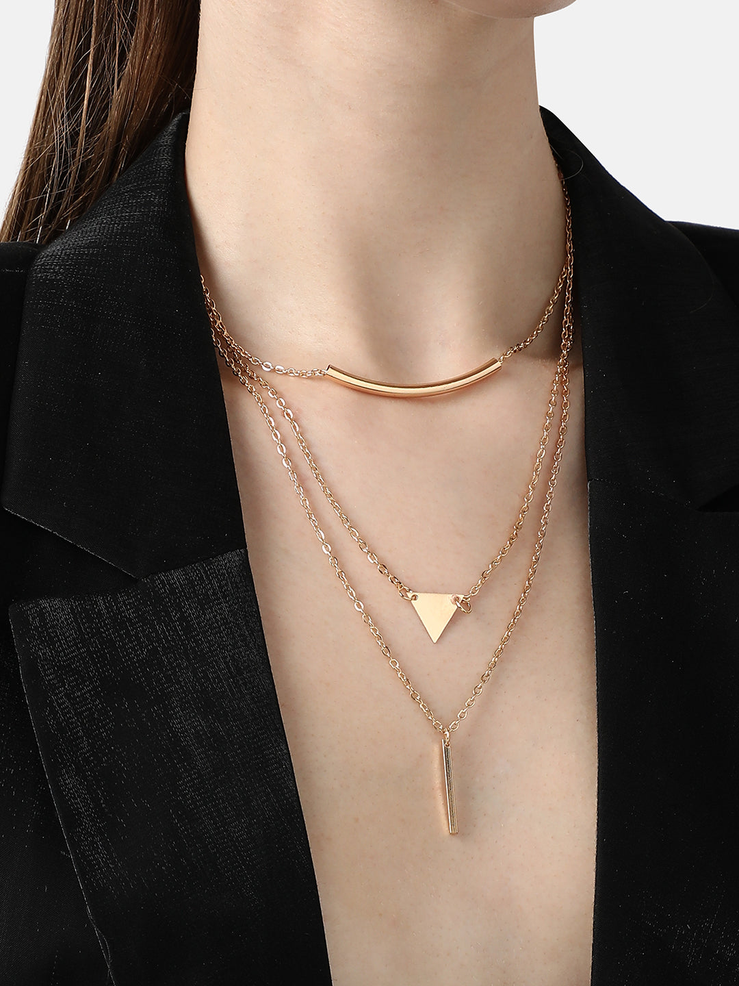 GOLD PLATED DESIGNER STONE PENDANT CHAIN