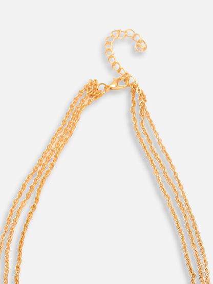 GOLD PLATED DESIGNER STONE PENDANT CHAIN