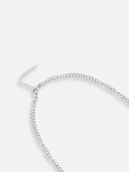 SILVER PLATED DESIGNER STONE NECKLACE AND EARRING SET