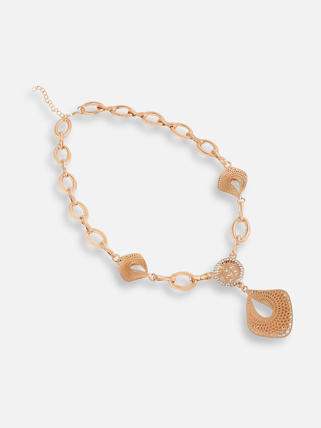 GOLD PLATED DESIGNER STONE NECKLACE, EARRING, RING AND BRACELET SET